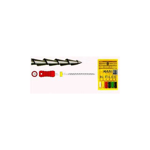 Mani HF2125 Endodontic Hedstrom Files 21mm #25 ISO Colored Stainless Steel 6/Pk Mani HF2125 Endodontic Hedstrom Files 21mm #25 ISO Colored Stainless Steel 6/Pk